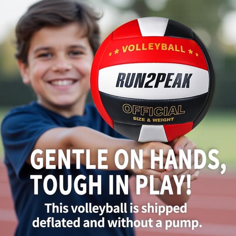 RUN2PEAK Soft Volleyball Ball Official Size 5 Volleyballs for Indoor Outdoor Beach Pool Game Play for Youth Teen Team Beginners Professional PU Leather Training Practice Volley Balls - Image 3